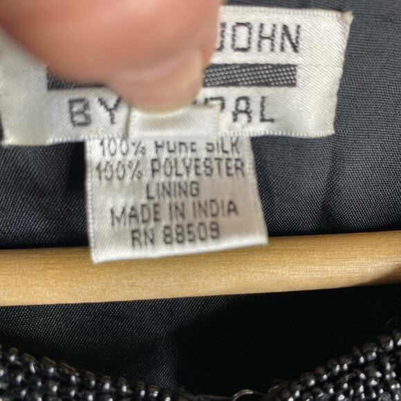 Mark & John Gopal Vintage Womens size L 100% Silk Beaded Open Cardigan Jacket - Picture 9 of 9